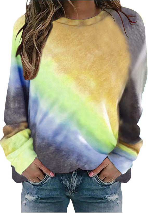 Damen Oversize Batik Sweatshirt mit Rundhalsausschnitt und weichen Rippbündchen Echoarchiv