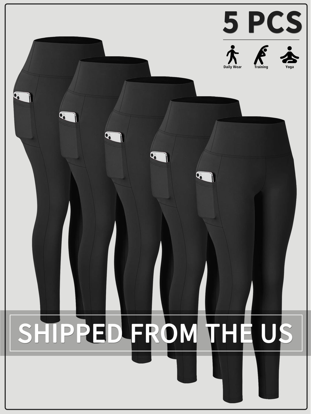 Damen Knöchelhohe Sportleggings mit hohem Bund und seitlicher Smartphone-Tasche – Avélisse