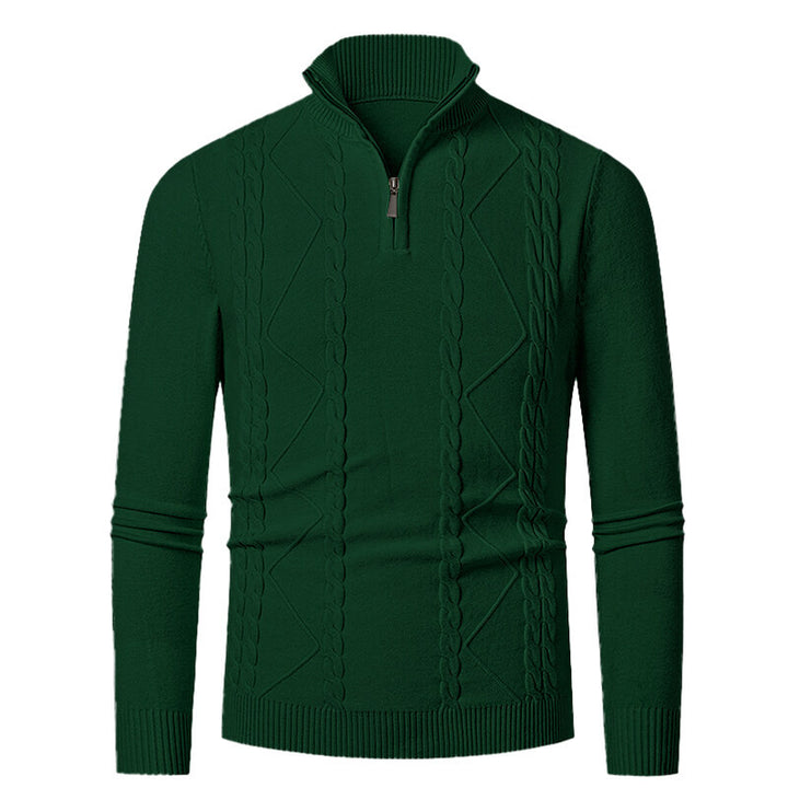 Herren Strickpullover mit Stehkragen und Zopfmuster Echoarchiv