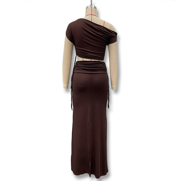 Damen Langarm-Maxikleid mit asymmetrischem Schnitt und elegantem Oberteil Echo Archiv