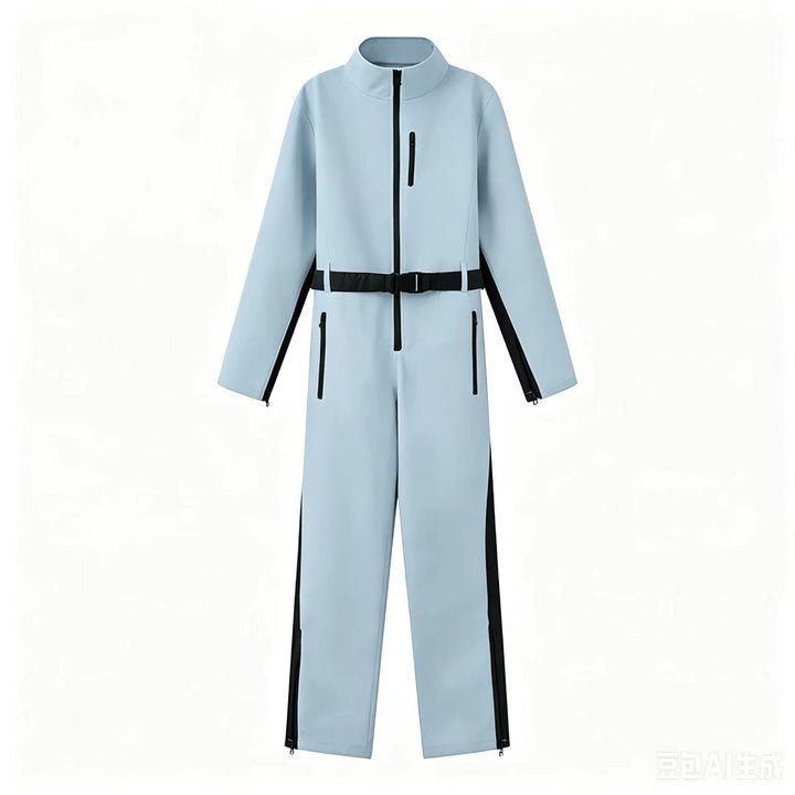 Damen Funktionaler Utility-Overall mit Reißverschlüssen und Taillengürtel Echoarchiv