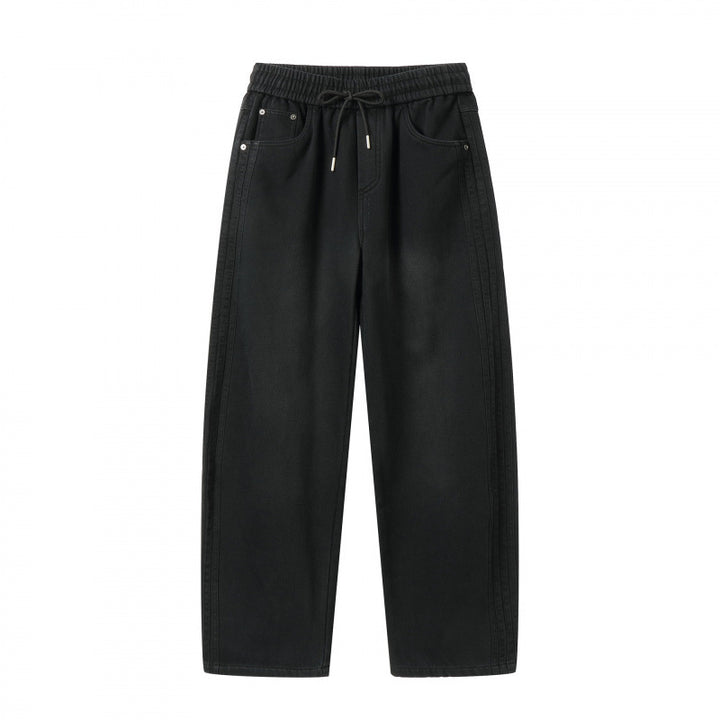 Unisex Weite Denim-Hose mit elastischem Bund, Tunnelzug und fünf Taschen Echo Archiv