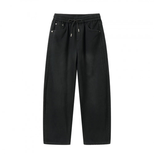 Unisex Weite Denim-Hose mit elastischem Bund, Tunnelzug und fünf Taschen Echo Archiv