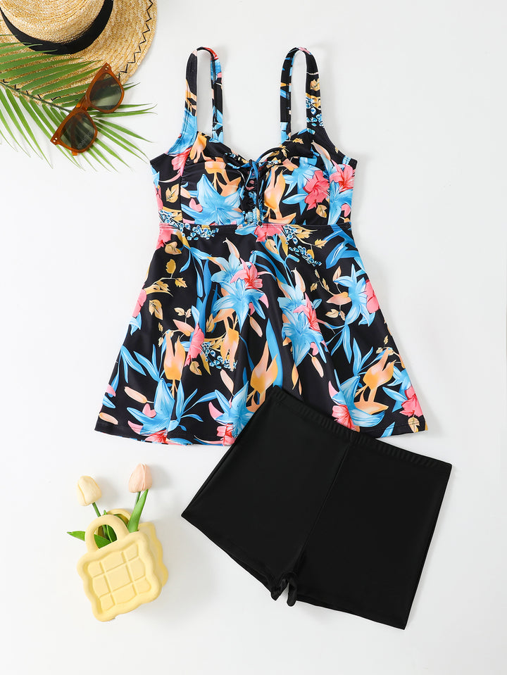 Damen Buntes Schwimmbadkleid mit verstellbaren Trägern Echo Archiv