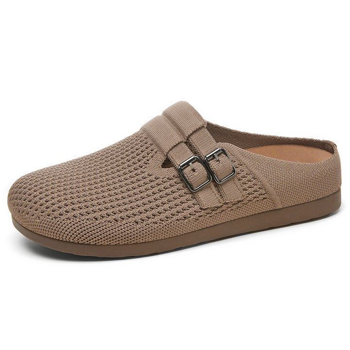 Damen nan gestrickter Clog-Mule mit doppelter Metallschnalle, atmungsaktivem 3D-Strickoberteil und ergonomischem Memory-Fußbett Echo Archiv