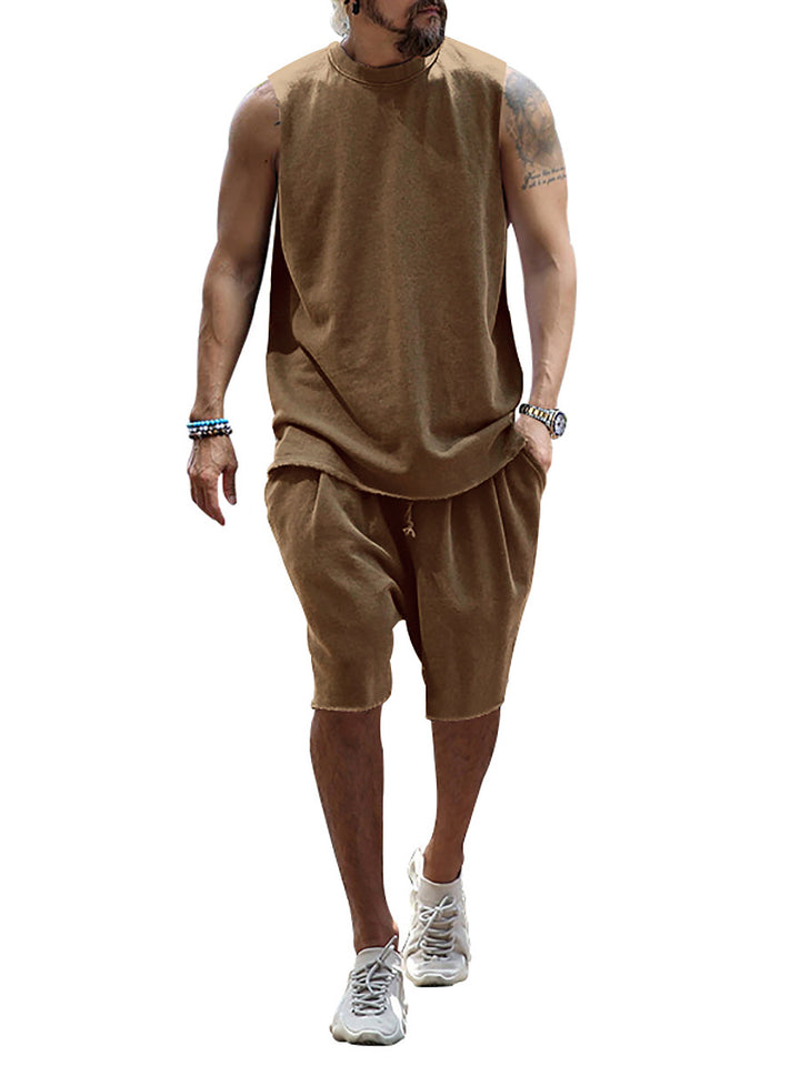 Herren sportliches Tanktop und Shorts-Set aus hochwertigem Baumwollmix Echoarchiv
