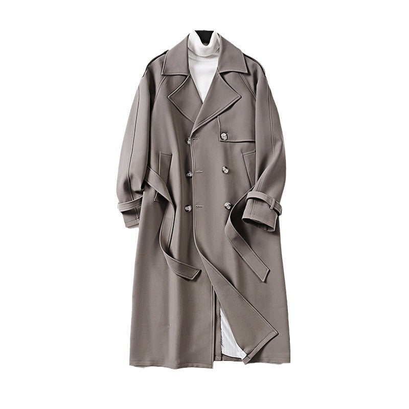 Damen Eleganter Maxi-Trenchcoat aus Wollmischung mit weitem Schalkragen und Bindegürtel Echoarchiv