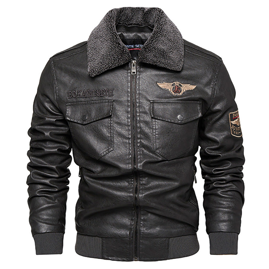 Herren Lässige Kunstlederjacke mit weichem Teddyfutter Echo Archiv