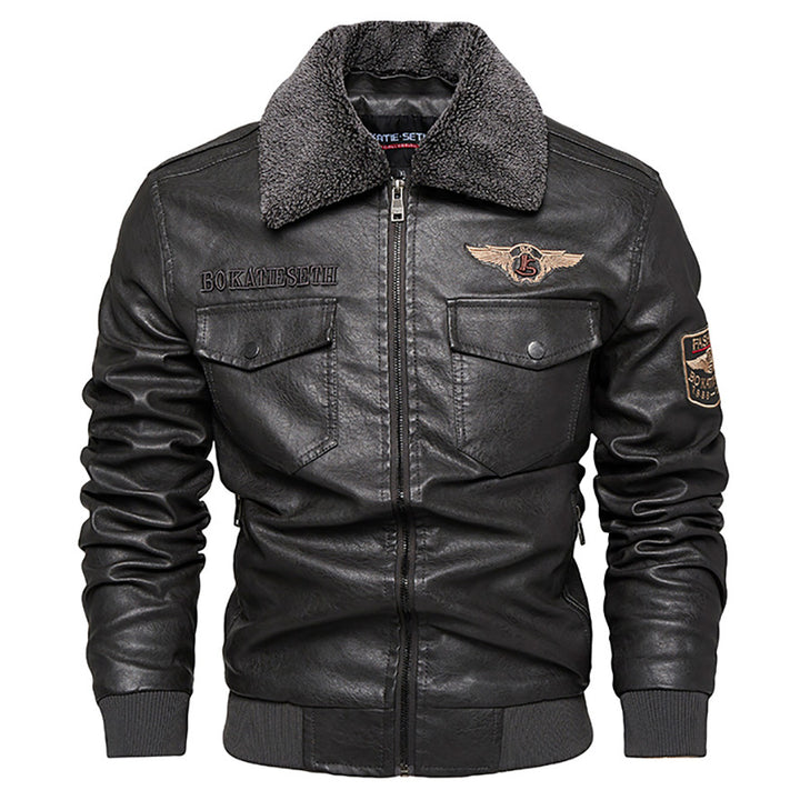 Herren Lässige Kunstlederjacke mit weichem Teddyfutter Echo Archiv