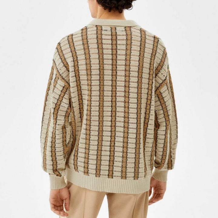 Herren Strickjacke mit eleganter Lochmuster-Optik und praktischen Knöpfen Echoarchiv