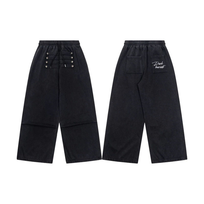 Damen Weite Culotte-Hose mit hohem Gummibund, Kordelzug und dekorativer Knopfblende Echoarchiv