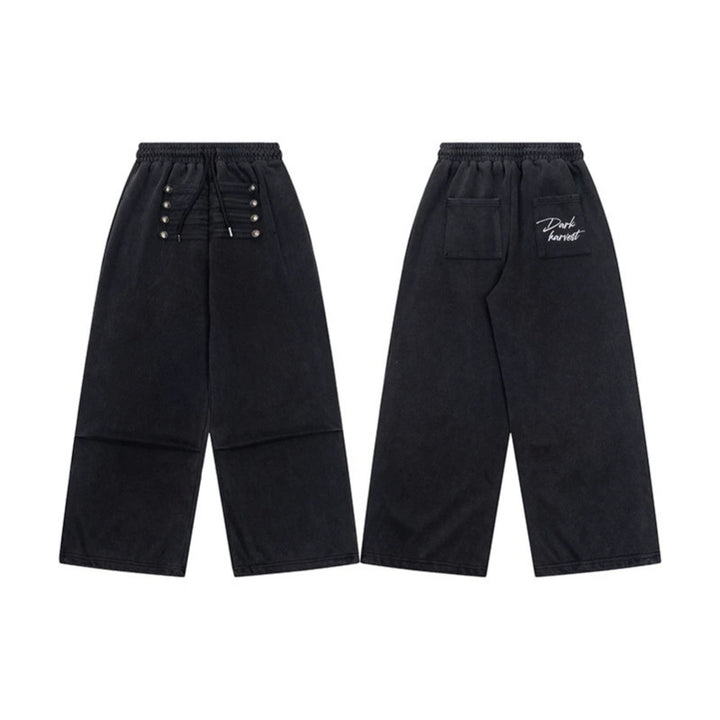 Damen Weite Culotte-Hose mit hohem Gummibund, Kordelzug und dekorativer Knopfblende Echoarchiv
