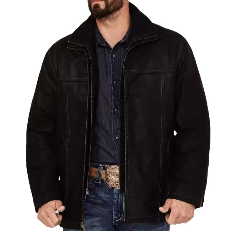 Herren Lammfelljacke mit breitem Kragen und praktischen Taschen Echoarchiv