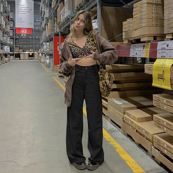 Damen Hochtaillierte weite Bundhose im Retro-Stil Echo Archiv