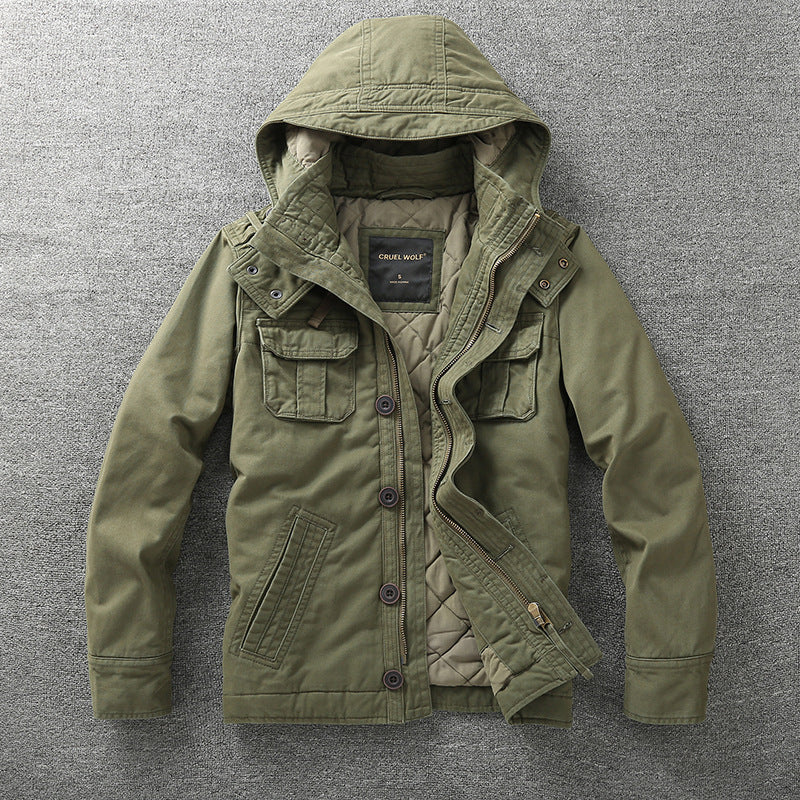 Herren Gefütterte Fieldjacke mit Kapuze und wattierter Stepp-Innenverarbeitung Echoarchiv