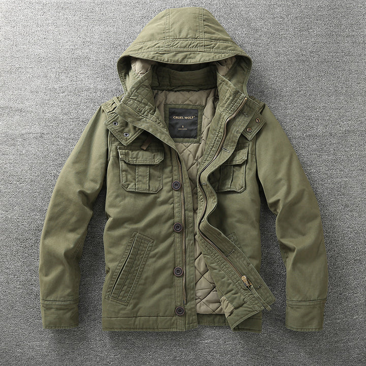 Herren Gefütterte Fieldjacke mit Kapuze und wattierter Stepp-Innenverarbeitung Echoarchiv