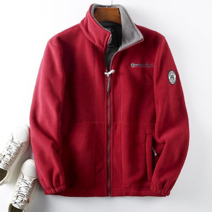 Herren Fleecejacke mit wärmender Teddyfleece-Innenlage, hohem Stehkragen und Reißverschluss – Taviero