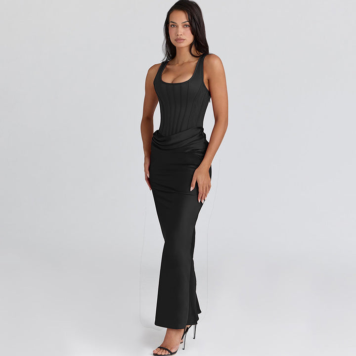 Damen Maxikleid mit figurbetonendem Oberteil und elegantem Drapierungseffekt Echo Archiv