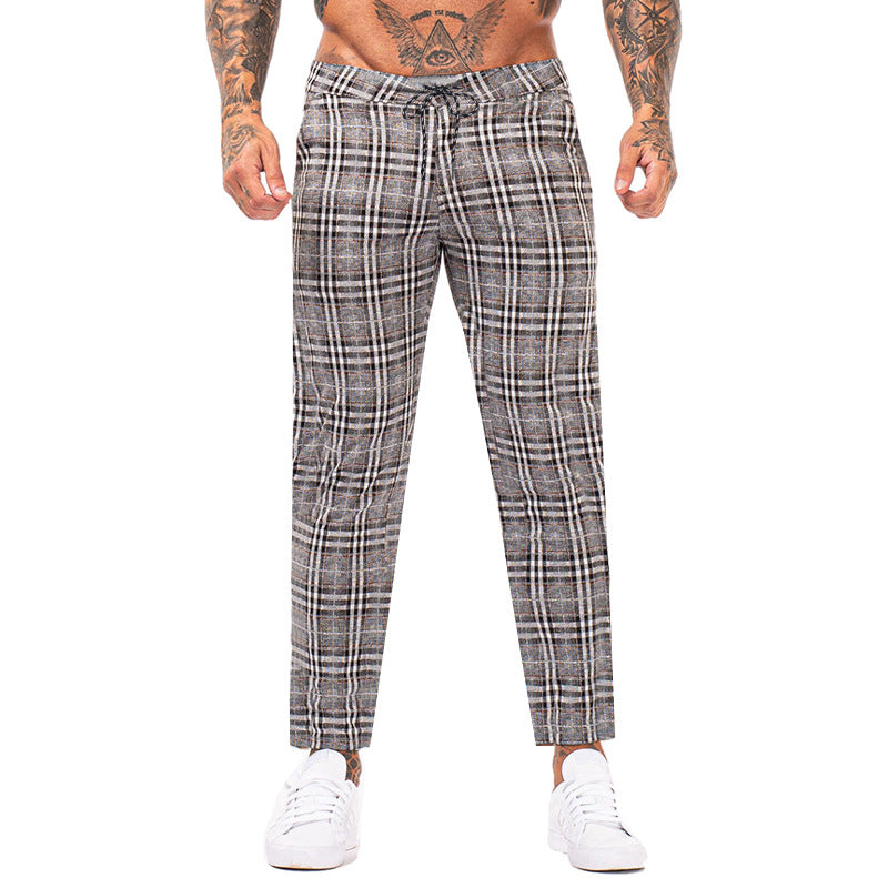 Herren Cargo-Hose mit modischem Karomuster und elastischem Bund Echoarchiv