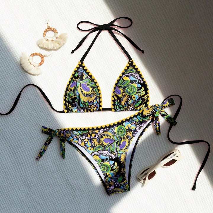 Damen Triangel-Bikini mit buntem Print und verstellbaren Trägern Echo Archiv