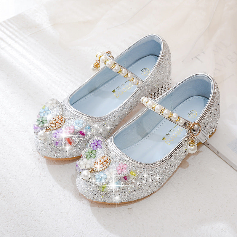 Mädchen Glitzernde Ballerinas mit Blumenapplikationen Echo Archiv