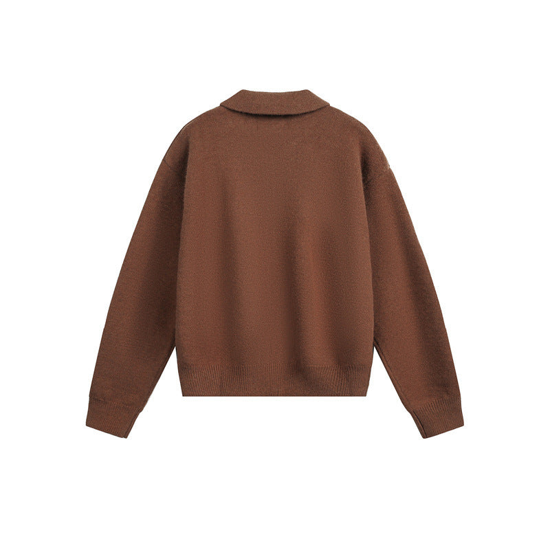 Herren Strick-Zipjacke mit Hemdkragen, Eingrifftaschen und geripptem Saum Echoarchiv