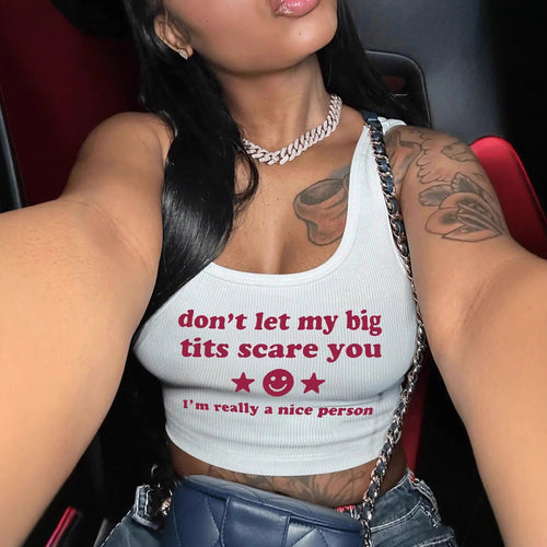 Damen Crop-Top mit kreativem Statementdruck Echo Archiv