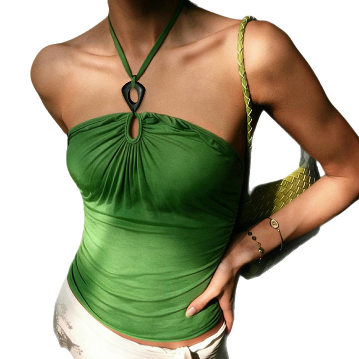 Damen elegantes Tanktop mit raffinierten Rüschendetails und Bindeband Echo Archiv