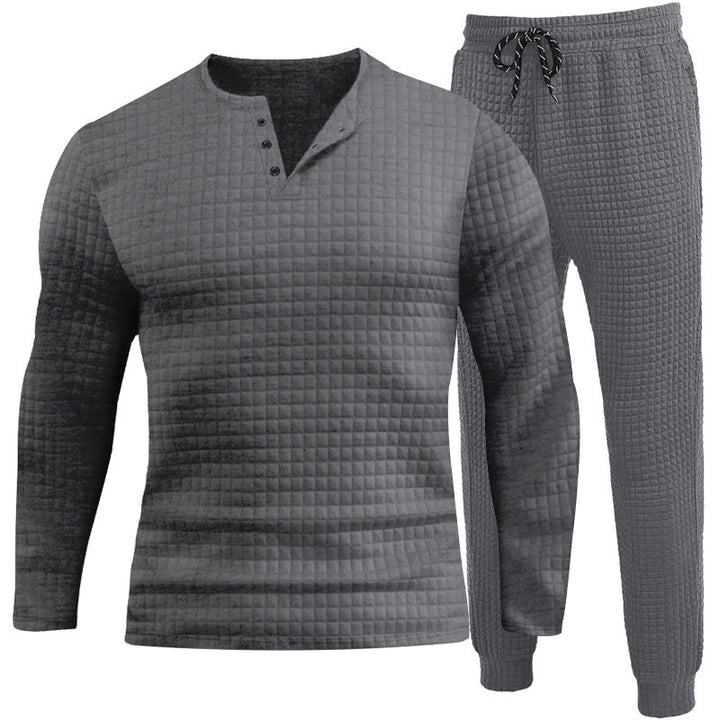 Herren Dreiteiliges Set mit strukturiertem Langarmshirt und Jogginghose Echoarchiv