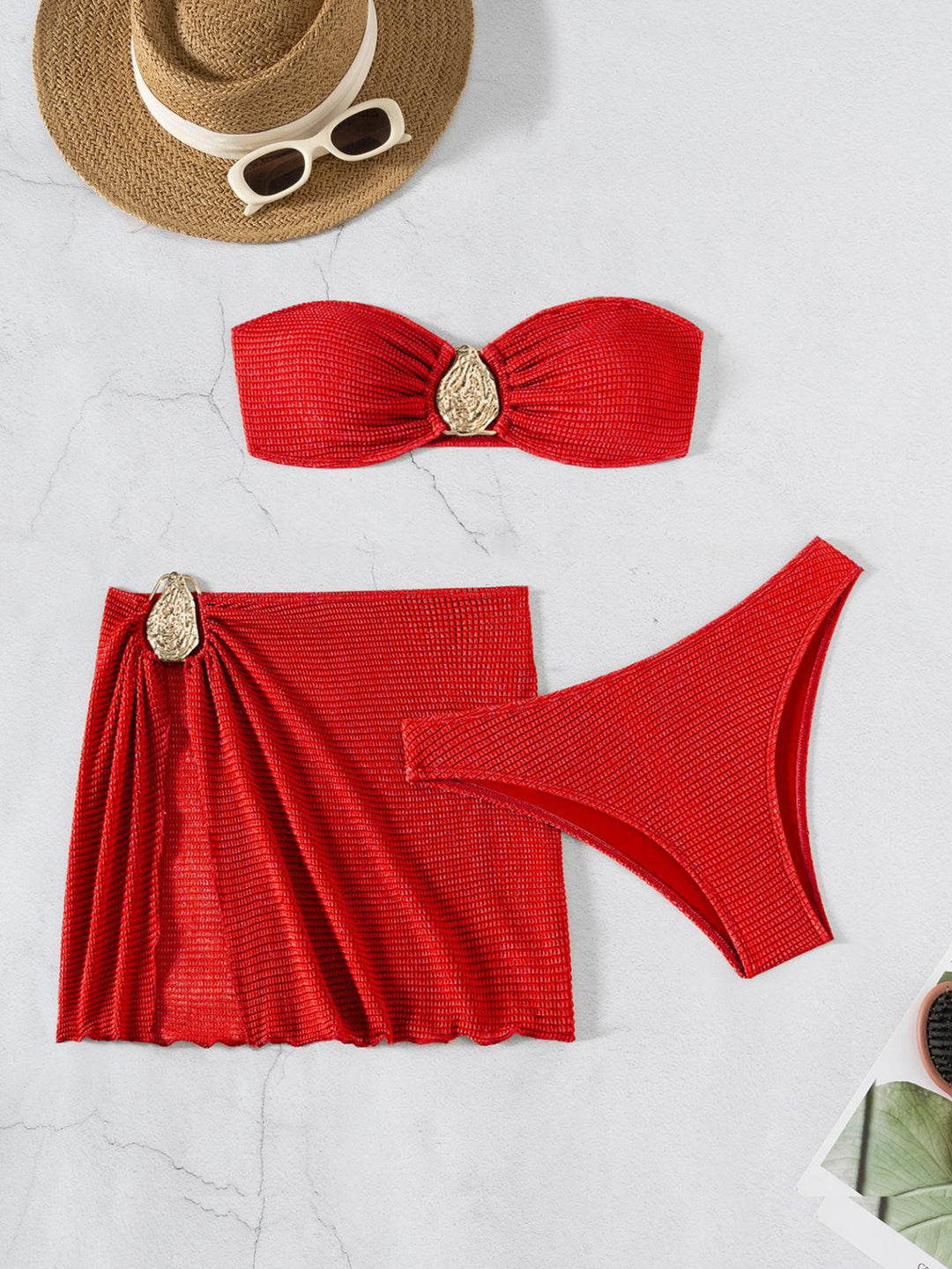 Damen Bandeau-Bikini-Set mit schickem Faltendetail Echo Archiv