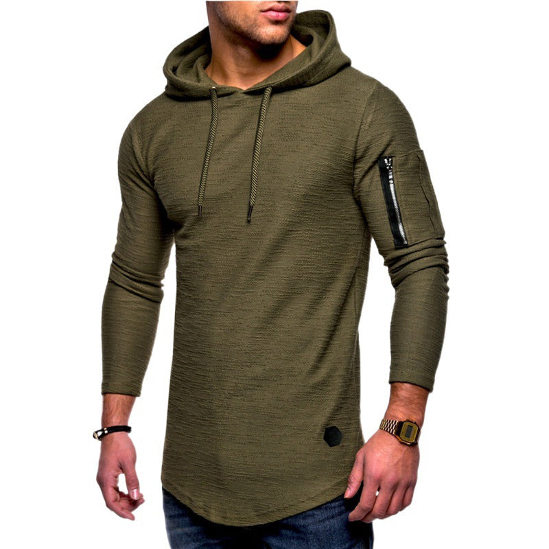 Herren Kapuzenpullover mit asymmetrischem Schnitt und Reißverschlusstasche Echoarchiv