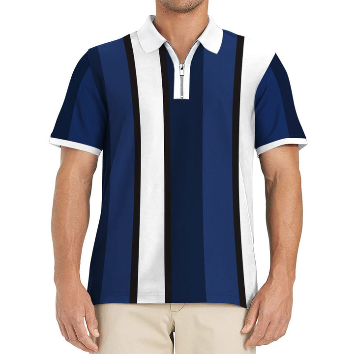 Herren Poloshirt mit praktischem Reißverschluss und modernem Streifendesign Echoarchiv