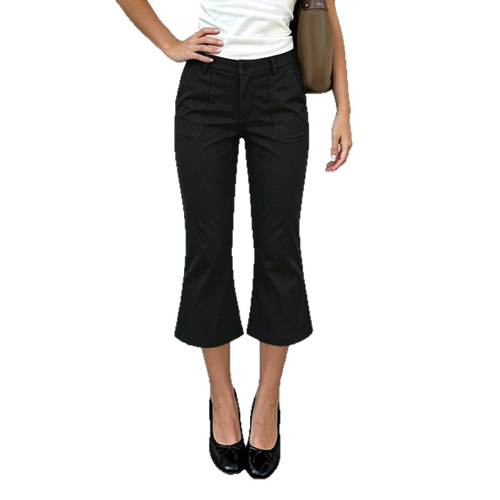 Damen Verkürzte ausgestellte Stretch-Hose mit aufgesetzten Taschen – Avélisse