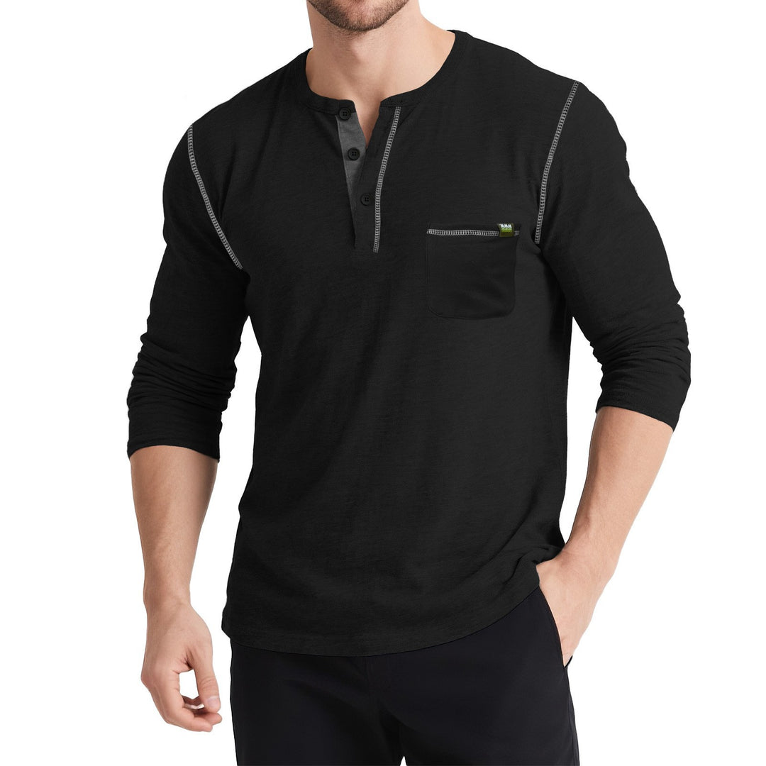Herren Langärmliges T-Shirt mit Knopfleiste Echoarchiv