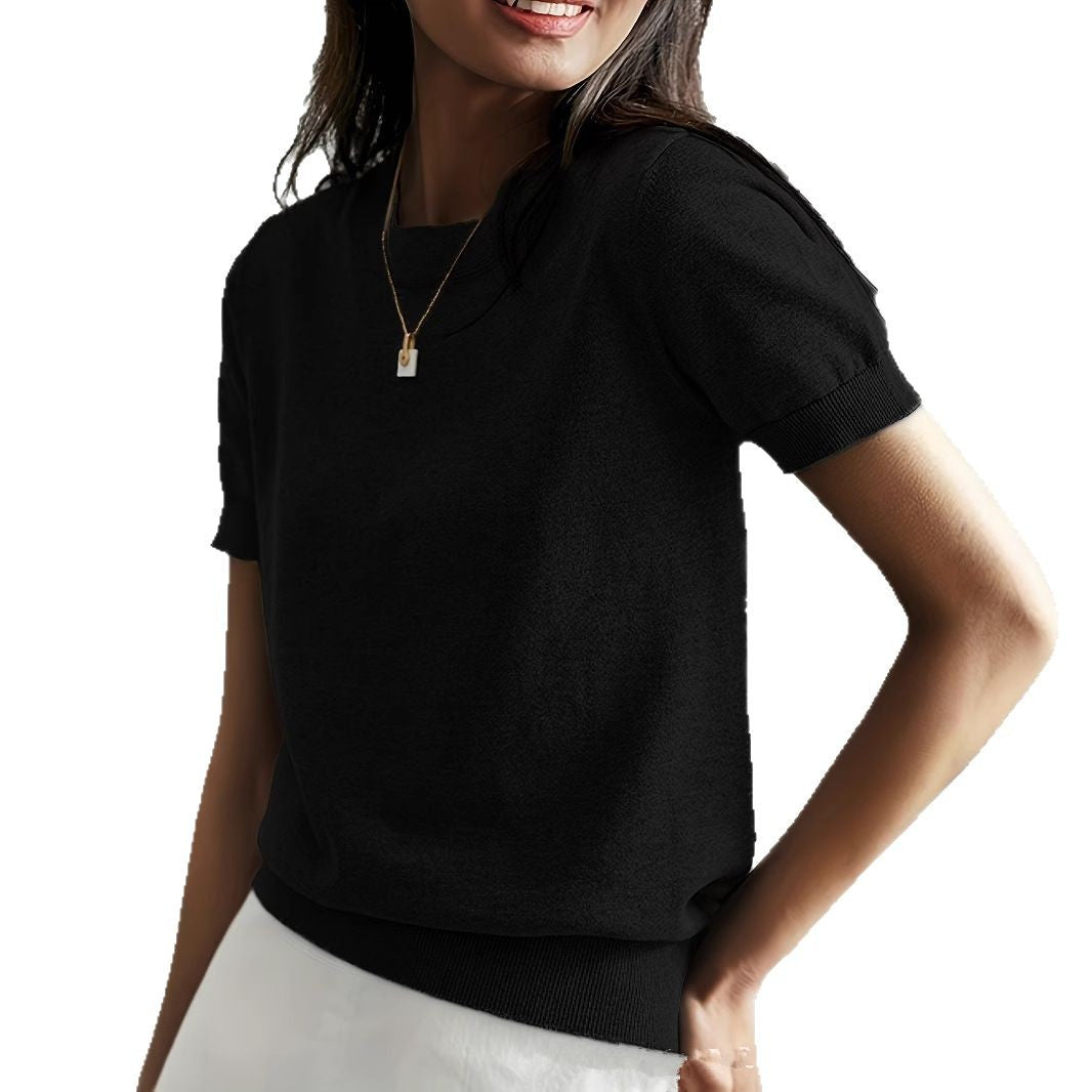 Damen Feinstrickpullover mit Kurzarmiger Silhouette und Weich Fließendem Material Echoarchiv