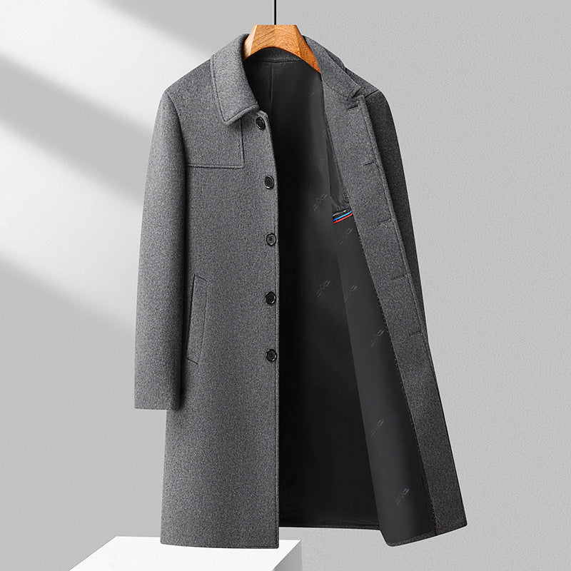 Herren Langer einreihiger Wollmantel mit schlanker Silhouette Echo Archiv