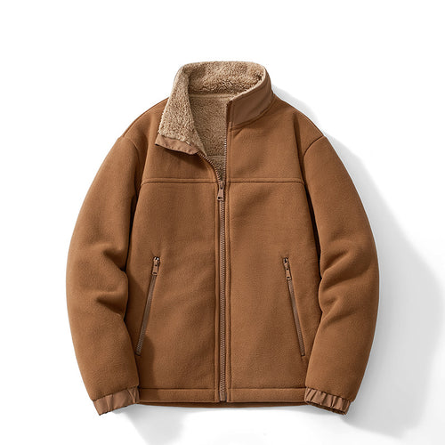 Herren Teddygefütterte Fleecejacke mit Stehkragen, Reißverschluss und Thermo-Innenfutter Echoarchiv