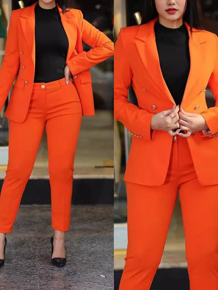 Damen Elegantes Anzug-Set mit tailliertem Blazer und schmalen Hosen Echoarchiv