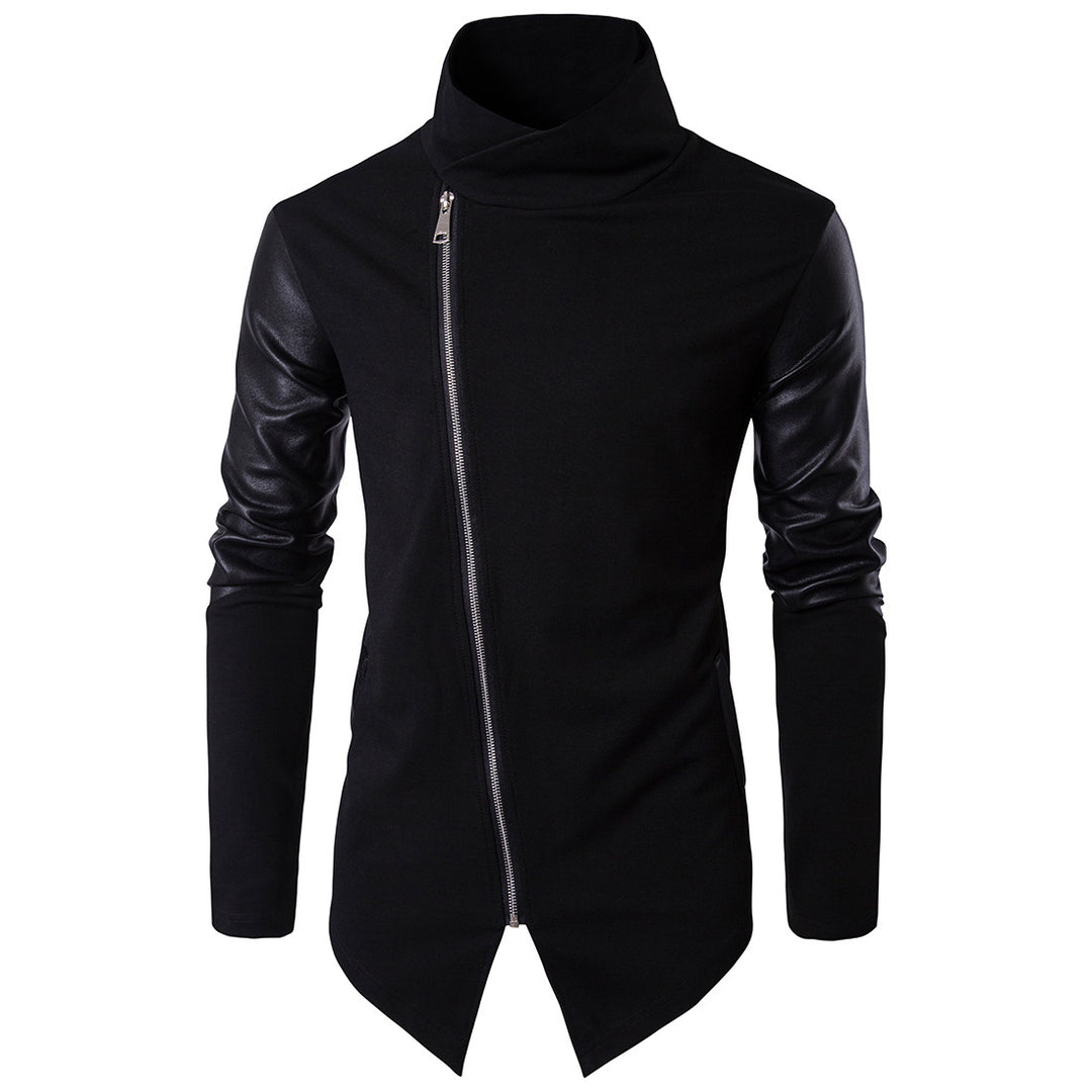 Herren Modische Jacke mit asymmetrischem Reißverschluss und kontrastierenden Ärmeln Echoarchiv