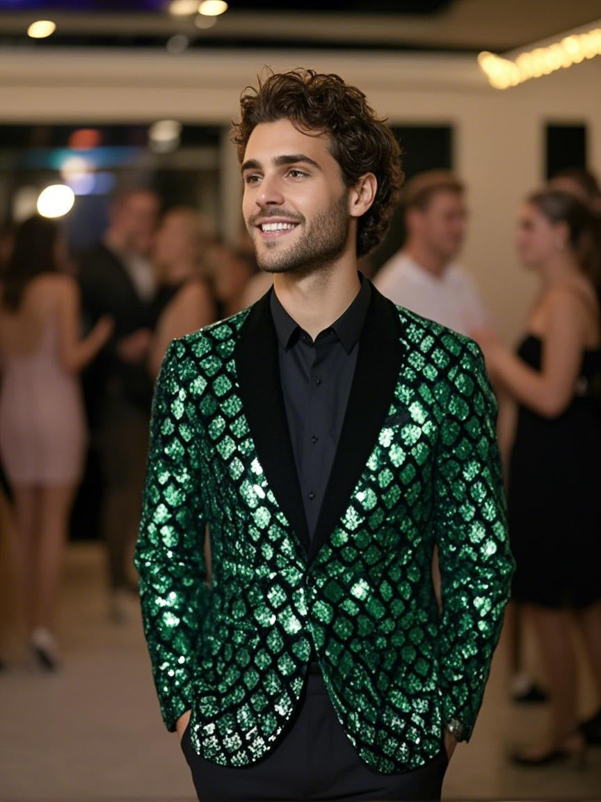 Herren Glamouröser Paillettenblazer mit elegantem Schnitt Echoarchiv