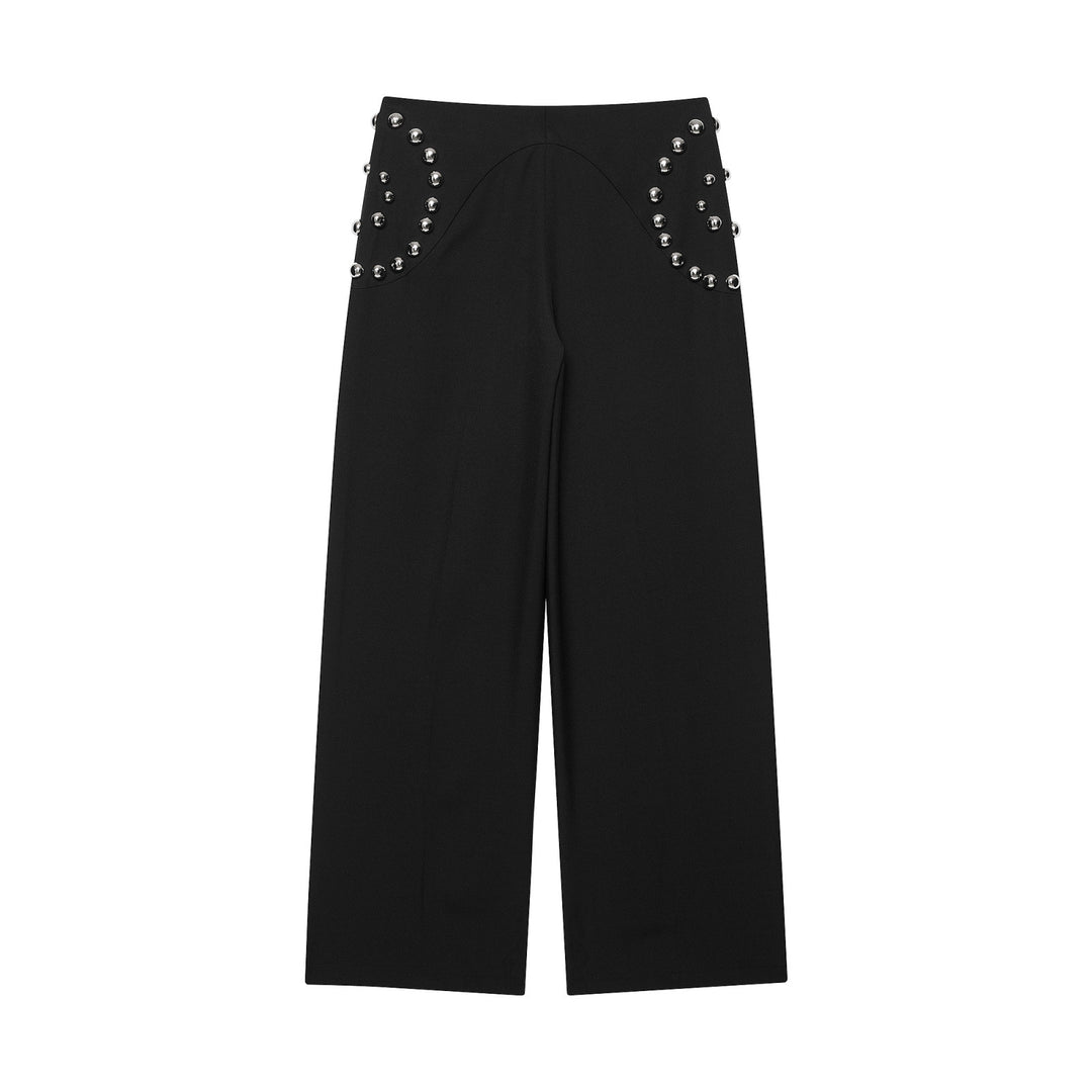 Damen Weite Highwaist-Hose mit Nietenbesatz und dekorativen Zierperlen Echo Archiv