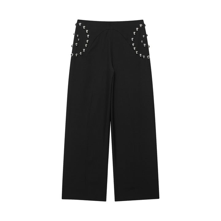 Damen Weite Highwaist-Hose mit Nietenbesatz und dekorativen Zierperlen Echo Archiv