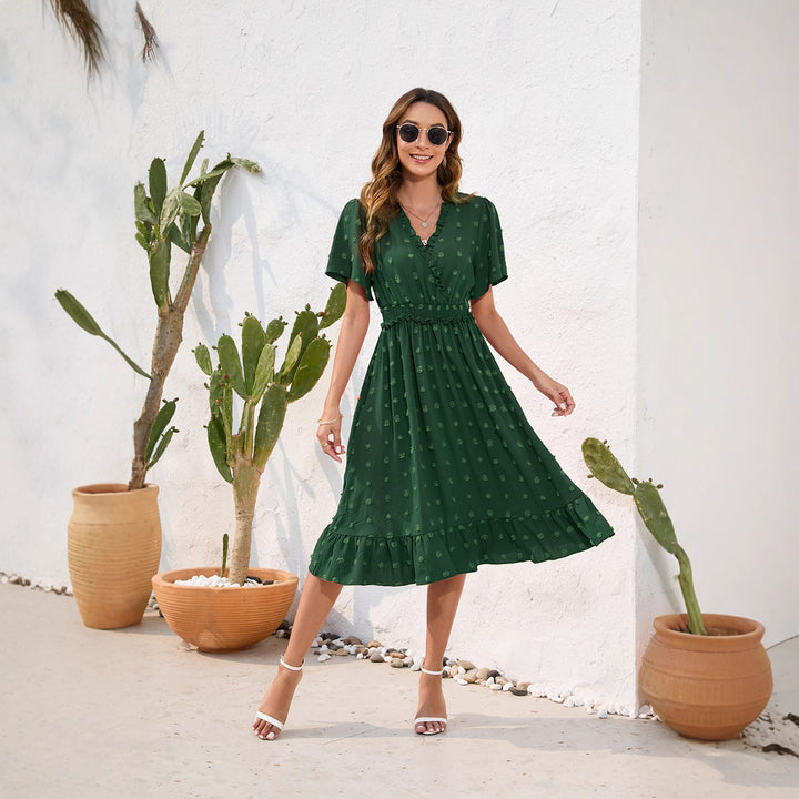 Damen Midikleid mit raffiniertem V-Ausschnitt, elastischem Taillenzug und fließendem Rock Echo Archiv