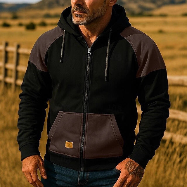Herren Sportliche Kapuzenjacke mit Farbblockdesign Echoarchiv