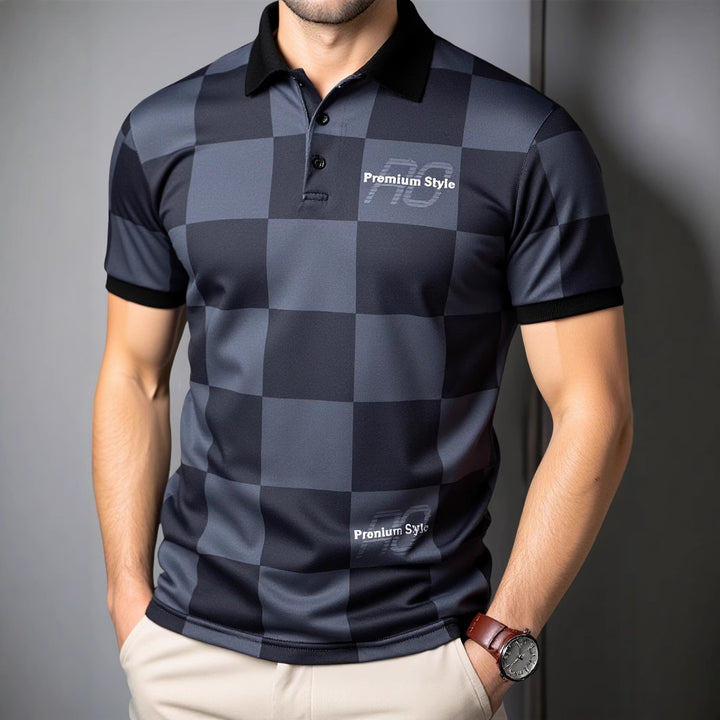 Herren Polo-Shirt mit kariertem Muster und modernem Kragen Echoarchiv