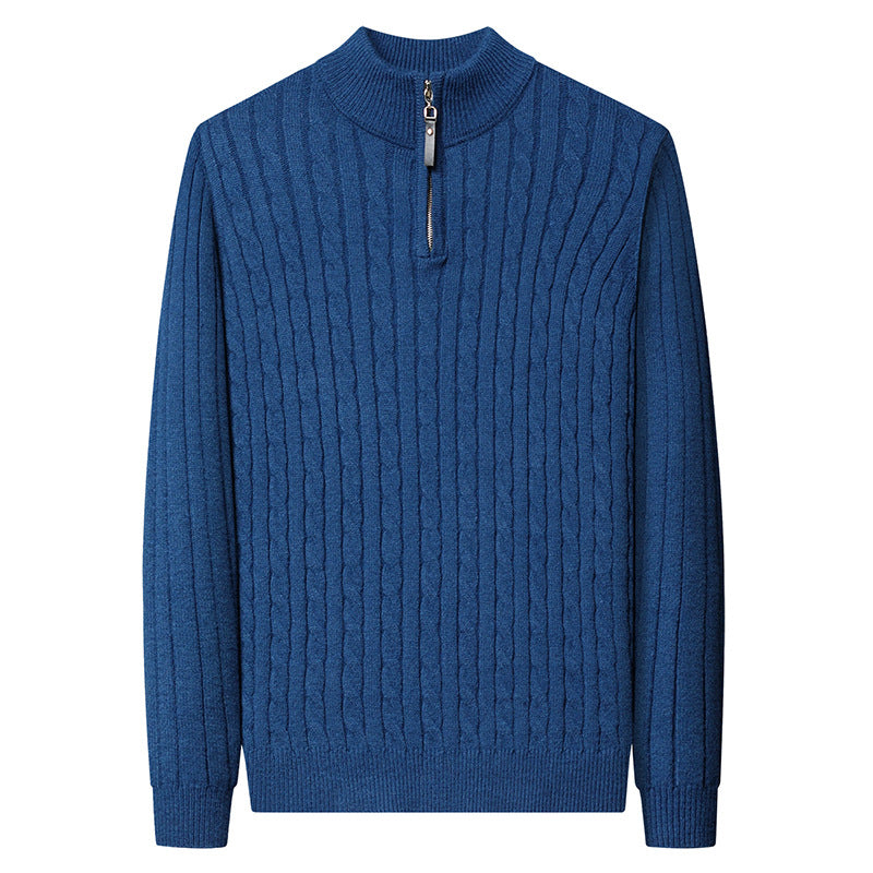 Herren Hochwertiger Strickpullover mit modernem Zipper und Detailstruktur Echoarchiv