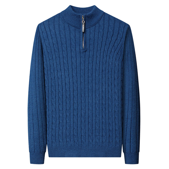 Herren Hochwertiger Strickpullover mit modernem Zipper und Detailstruktur Echoarchiv