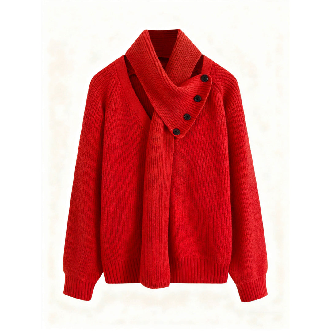 Damen Grobstrickpullover mit asymmetrischem Kragen Echoarchiv