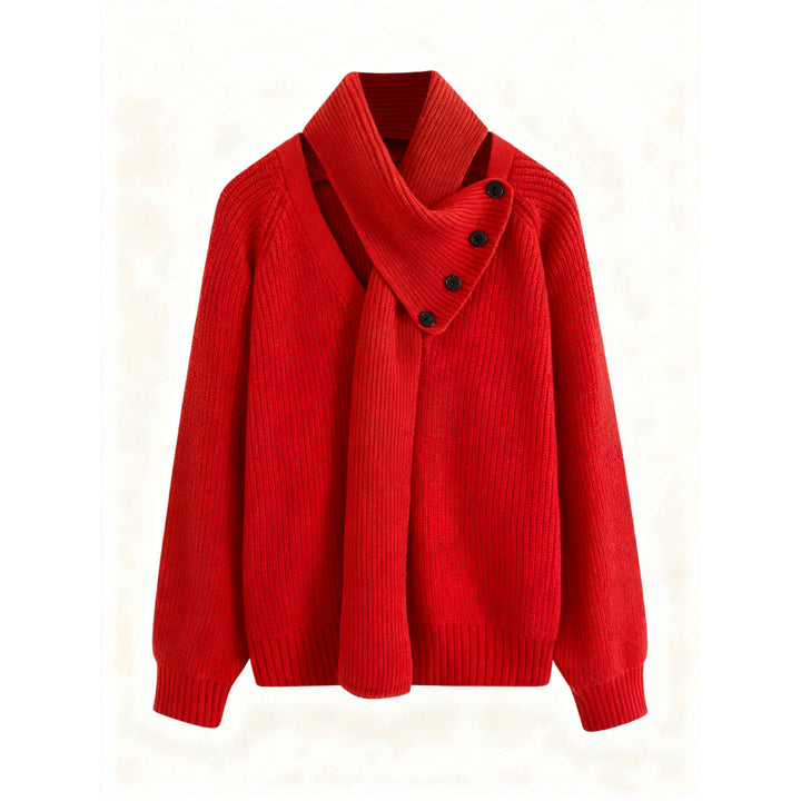Damen Grobstrickpullover mit asymmetrischem Kragen Echoarchiv