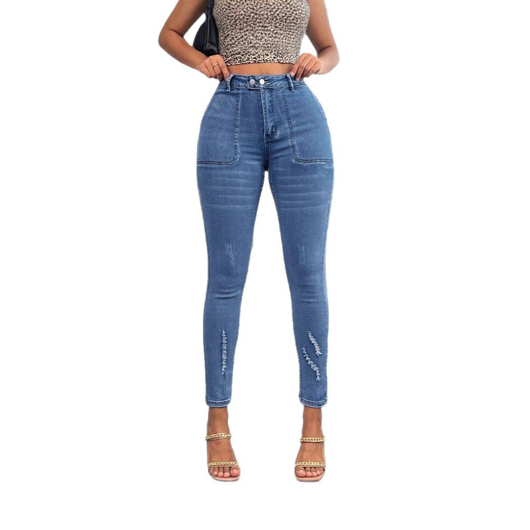 Damen Taillenbetonte Superstretch-Skinny-Jeans mit aufgesetzten Vorderpaspeltaschen Echo Archiv